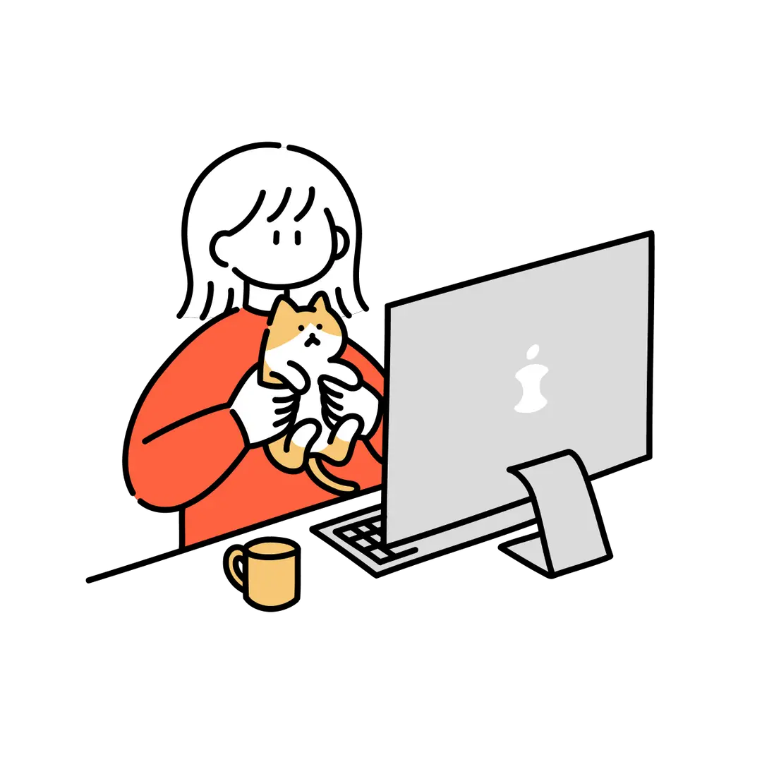 女の子が猫を持ってビデオ通話の相手に見せている