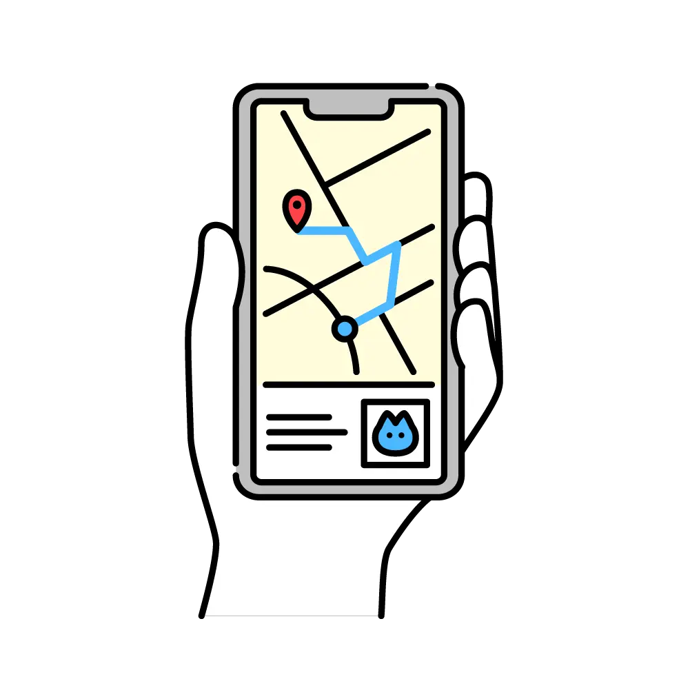 スマートフォンを手に持っている